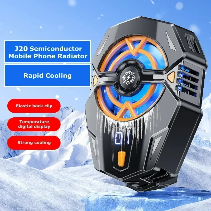 

Portable Back-clip Cooling Radiator J20 Mobile Gaming Accessories PUBG Game Cooler Semiconductor Cool Heat Sink for IOS Android