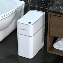 9L Smart Bathroom Trash Can Automatic Bagging Electronic Trash Can White Touchless Narrow Smart Sensor Garbage Bin Home