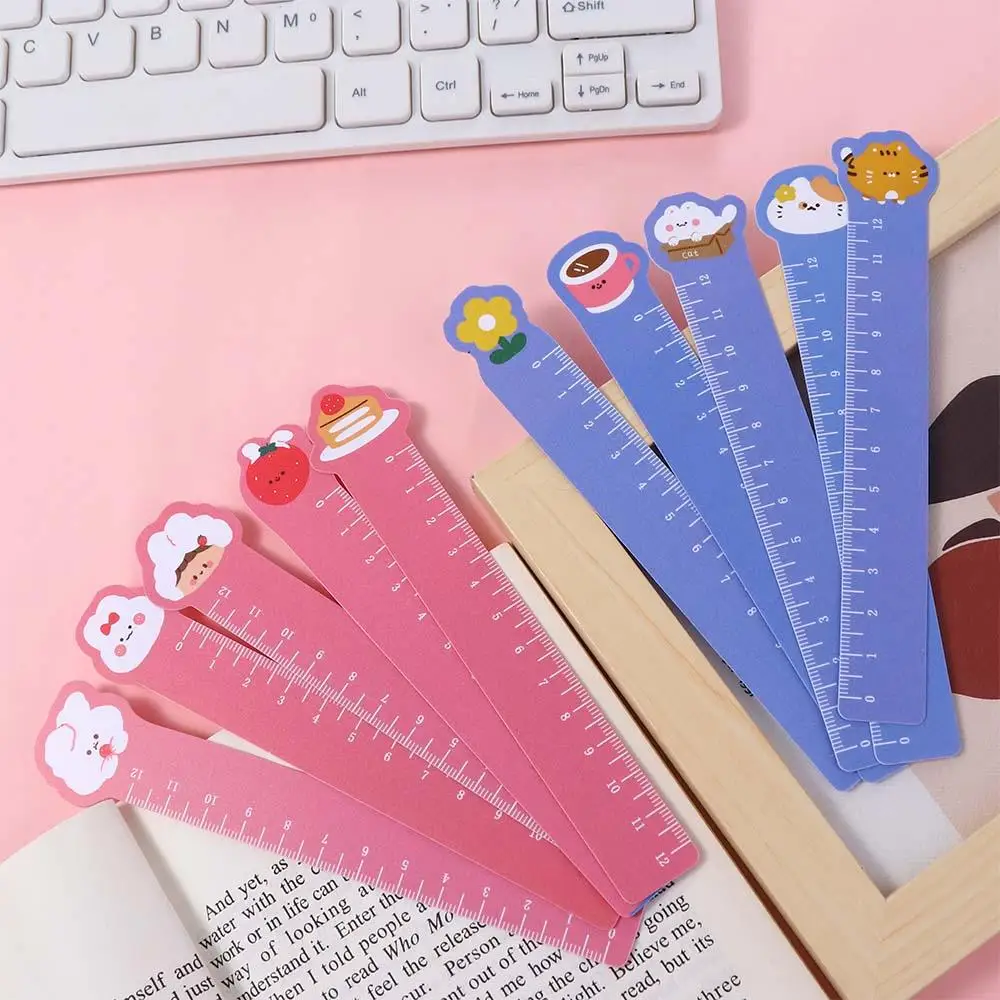 Baru lucu 5 buah kartun hewan peliharaan dapat ditekuk lukisan 12cm belajar bookmark skala penggaris plastik penggaris lurus