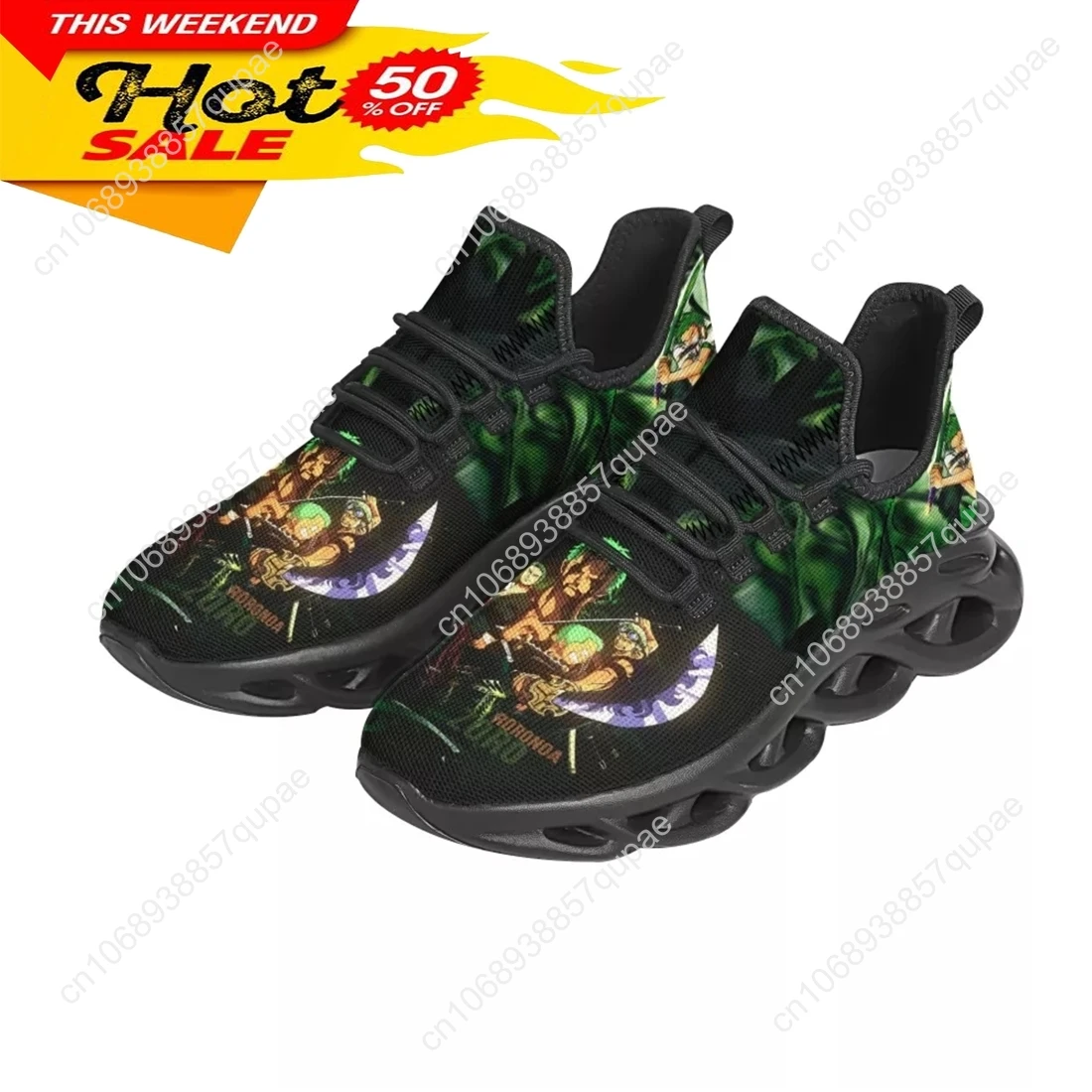 Zapatillas deportivas de una pieza para hombre, zapatos informales con estampado de Roronoa Zoro, cómodos, a la moda