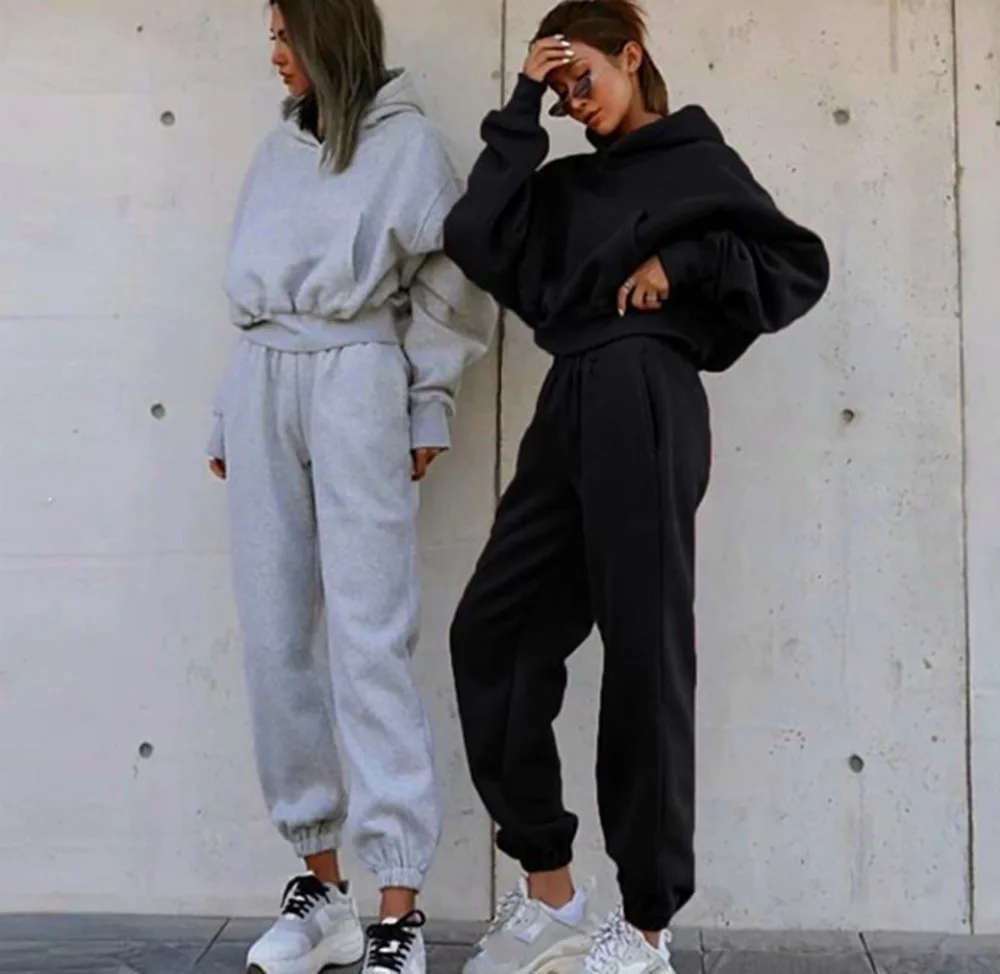 Conjunto de moletom e jaqueta casual feminina, terno esportivo, conjuntos combinando, outono e inverno, novo, 2 peças, 2024