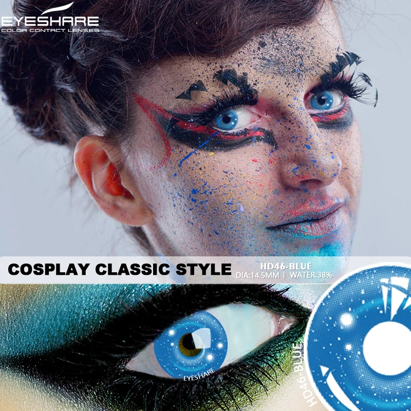 EYESHARE 2pcs Cosplay Colored Contact Lenses Anime Contact Lenses Blue Eye Lenses Yearly Crazy Halloween Makeup Colorful Lens