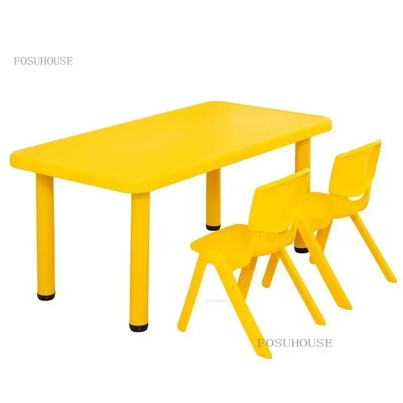 Kindergarten Kids Table and Chair Set Early Education Plastic Rectangular Desk Children's Home Eating Learning Writing Table