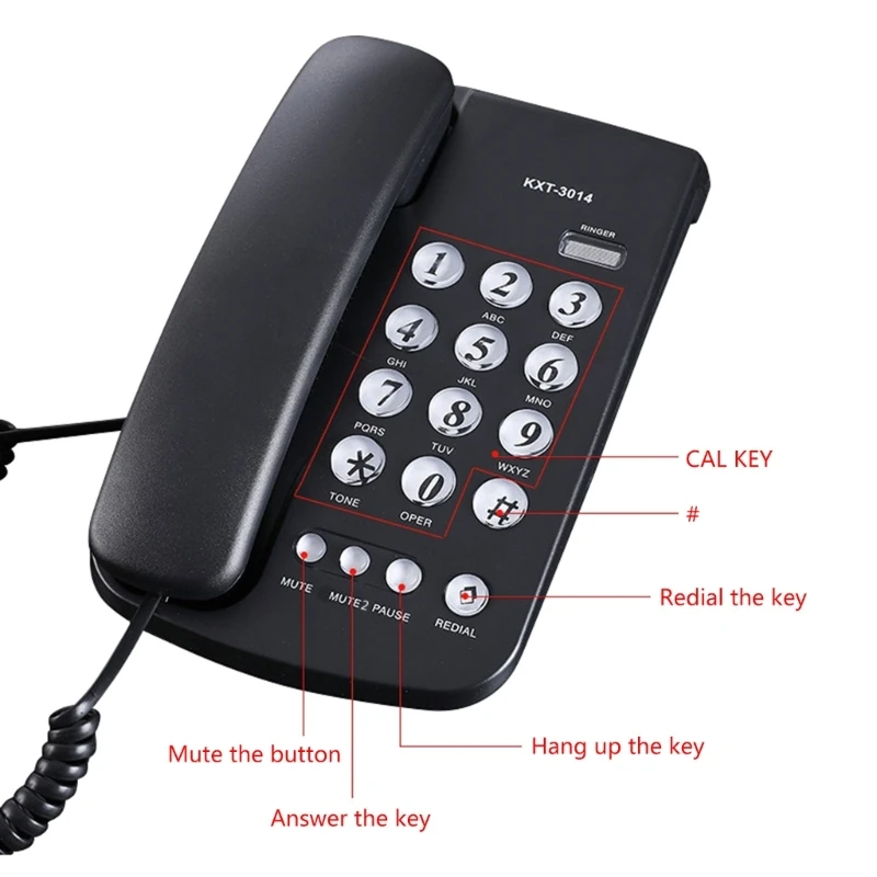 Corded Landline Telephone Desk House Phone with Large Buttons Home Phone Corded Telephone for Home Office Hotel Bathroo