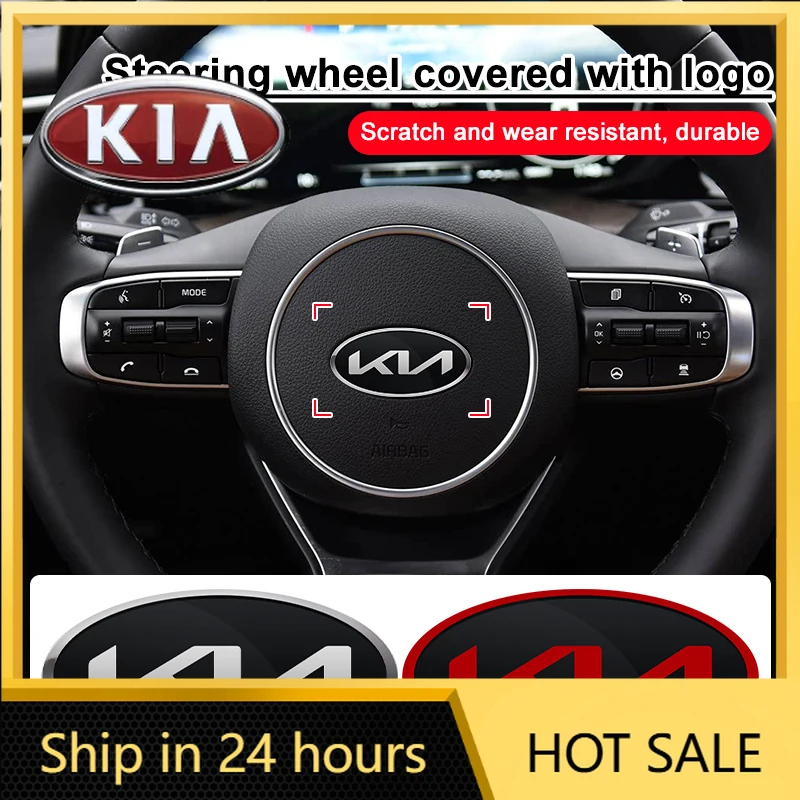

2026 Hot Car Sticker 1pcs ABS Car Styling Steering Wheel Center Emblem Badge Sticker For KIA Ceed Rio Sportage R K2 K3 K4 K5 K6
