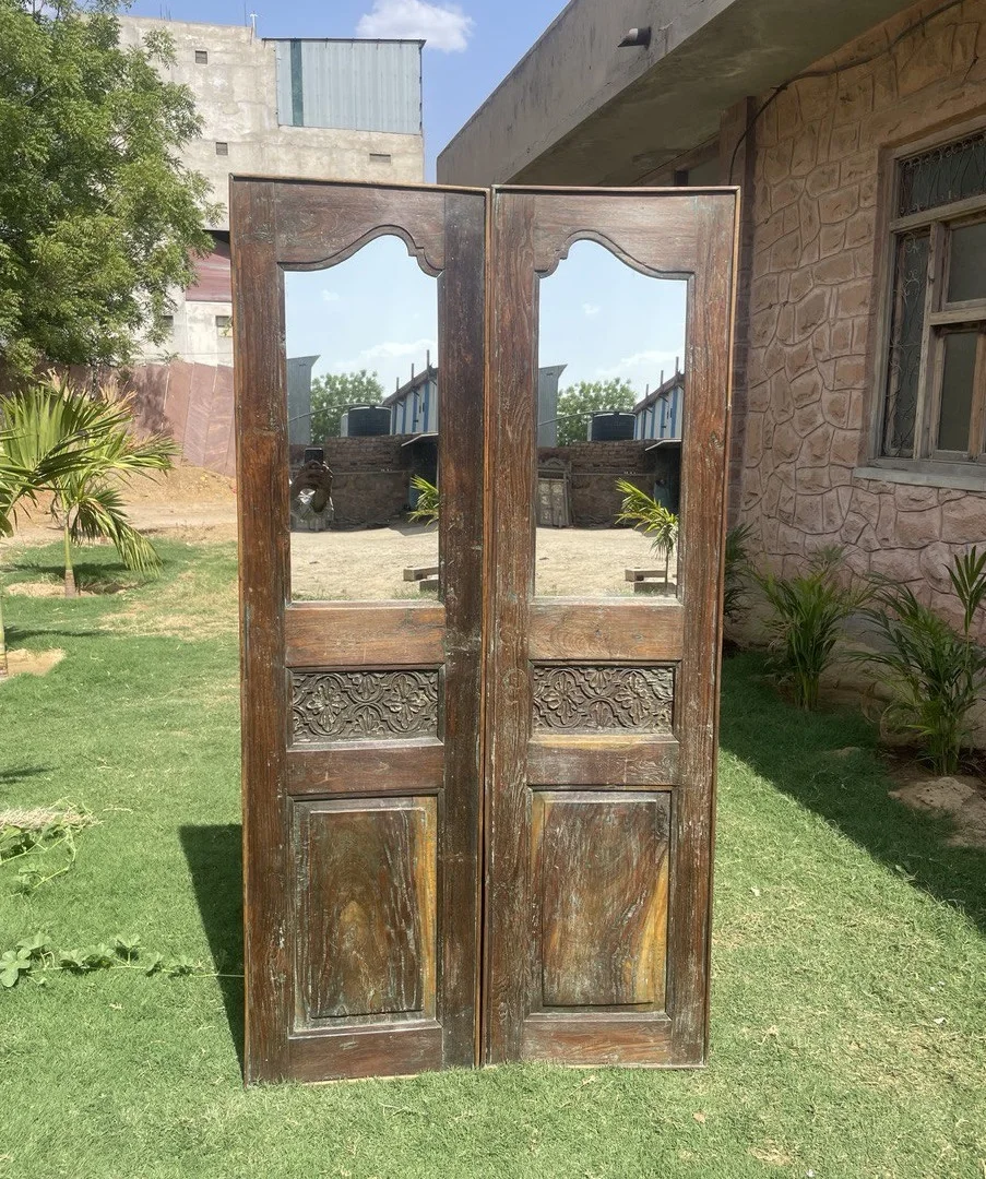 Custom Vintage Barn Door Modern Antique Design Glass Sliding French Doors For Bedroom Kitchen Living Room-Interior Exterior Use