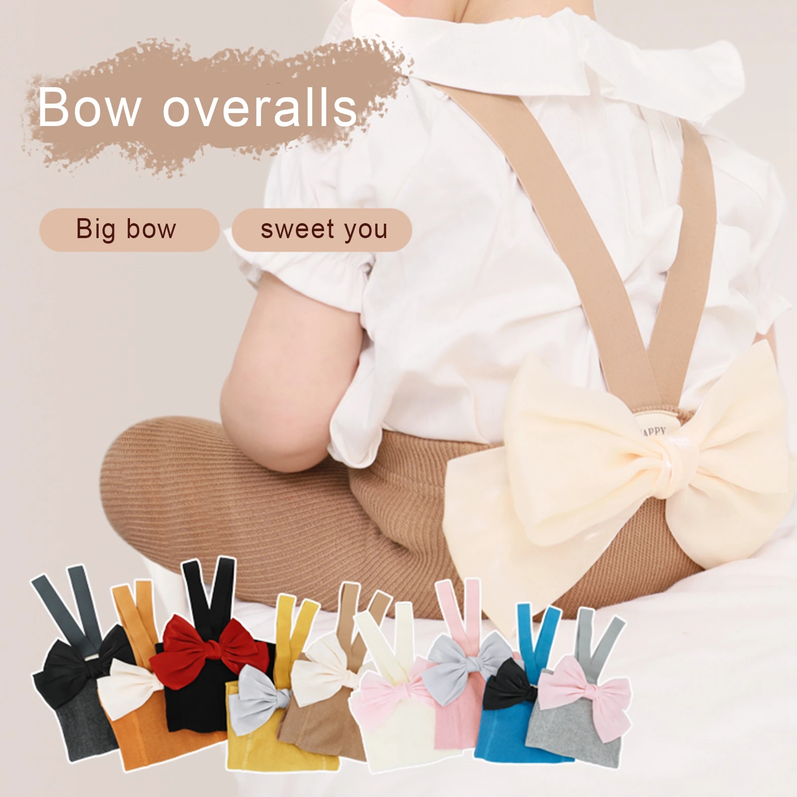 Spring Fall Princess Toddler Girls Knitted Pantyhose Elastic Suspender Pants Bowknot Fit Tights Overalls Stockings Bib Pants