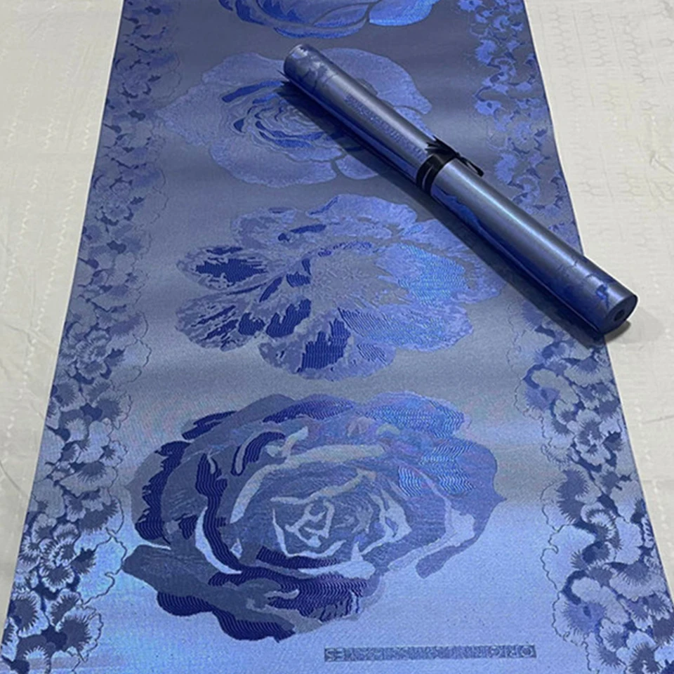 

3D Swiss Hayes African Gele Set -2PC Luxury Nigerian Bridal Headtie, Blue Sego Gele & Ipele Headwrap for Cultural Wedding TX-4-3