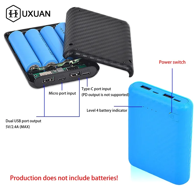 4 Slots 18650 Battery Box Case DIY Power Set Material Mini Solderless Power Supply Housing For Home Go Out And Other Occasions