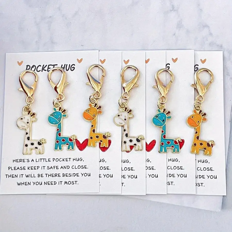 1/5/10/20/50/100pcs Mixed Color Cute Giraffe Keychain - Pocket Hug - Great for Giraffe Lovers, Perfect Gift for Best Friend | Cu