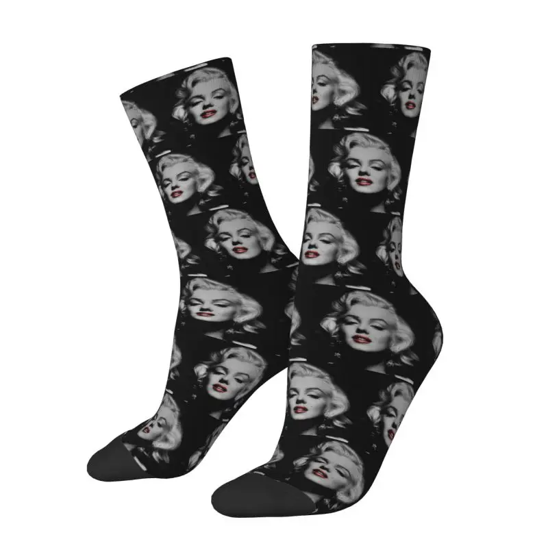 Novelty Men's Beautiful Monroe Marilyns Singer Dress Socks Unisex Comfortable Warm 3D Printed Crew Socks