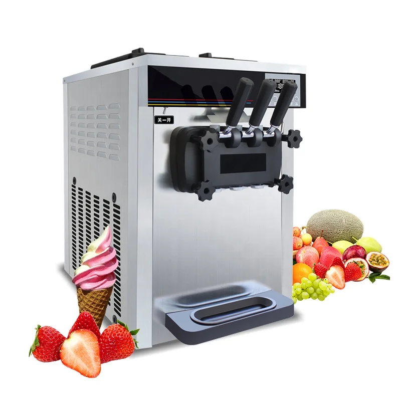 commercial table top three flavors with air pump stainless steel soft serve  ice cream machine