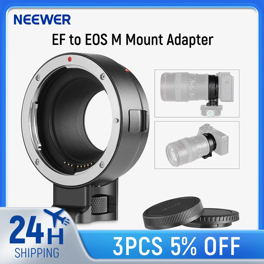 NEEWER EF to EOS M Mount Adapter, EF/EF-S Lens to EOS M Camera Autofocus Converter Ring with Removable Tripod Mount