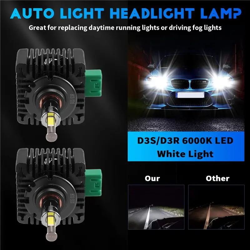 1Pair D3S/D3R LED Headlight 360 LED HID Xenon Bulb Turbo Car Lamps Motorcycle Light Plug And Play-N29R
