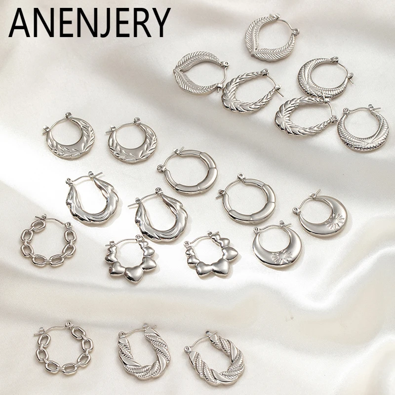 ANENJERY 316L Stainless Steel Irregular Flower Patterns Earrings for Women Creative Simple Jewelry Gifts Wholesale