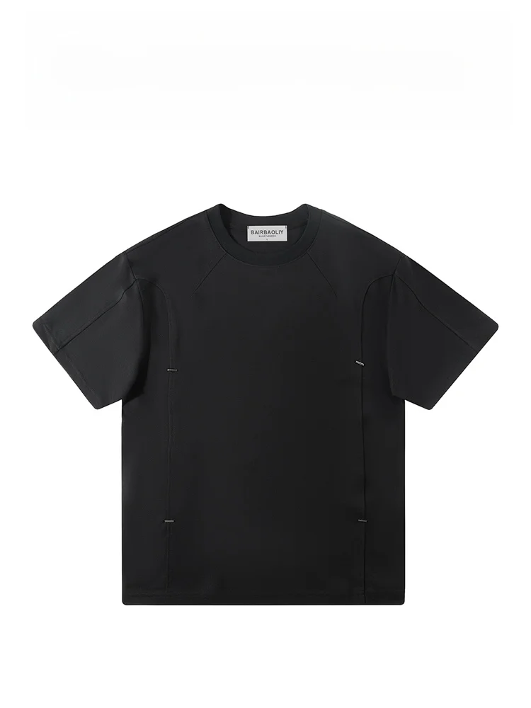 

BAIRBAOLIY Luxury Loose ort Sve T-irt Men's Breathable Casual round Ne Patchwork Spring Summer Faion Top