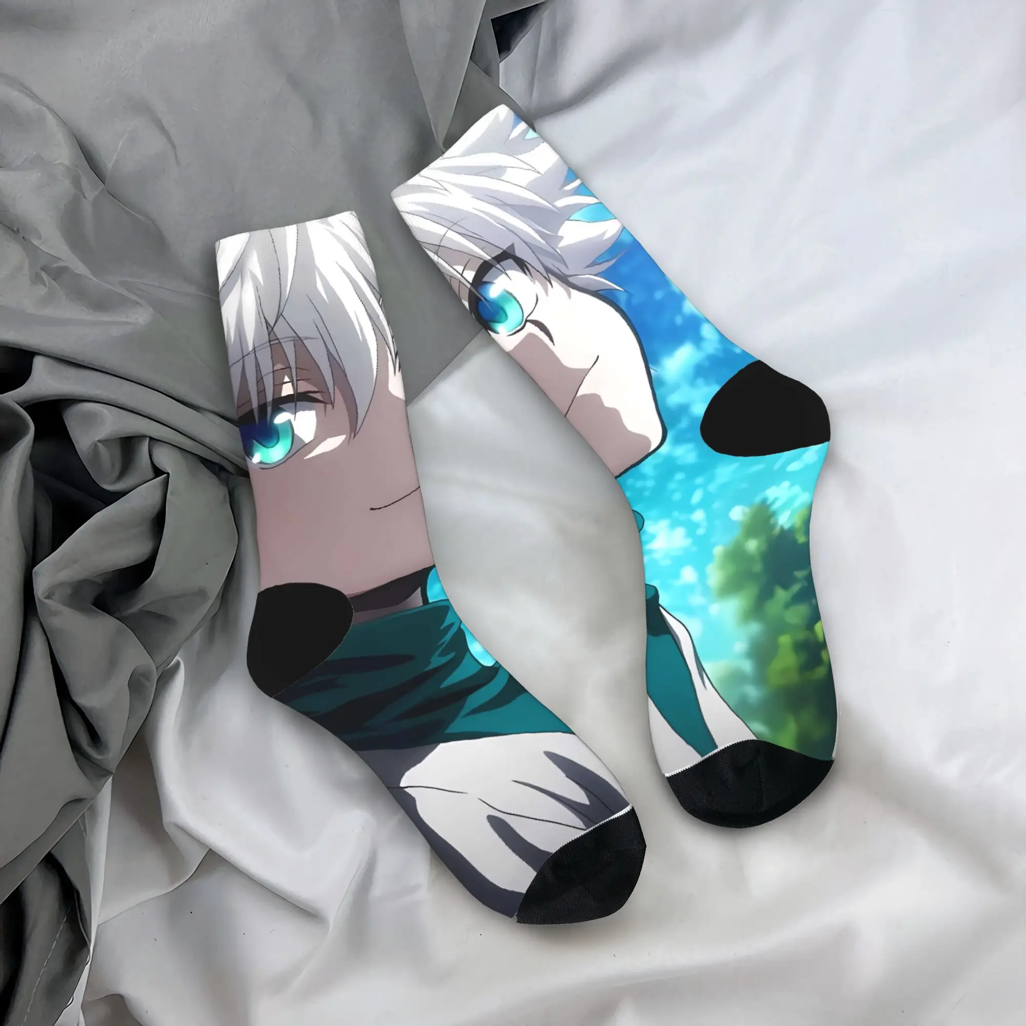 Women Men Socks Killua zoldyck HXH  Stockings Autumn Vintage Soft Socks Graphic Skateboard Anti Bacterial Socks