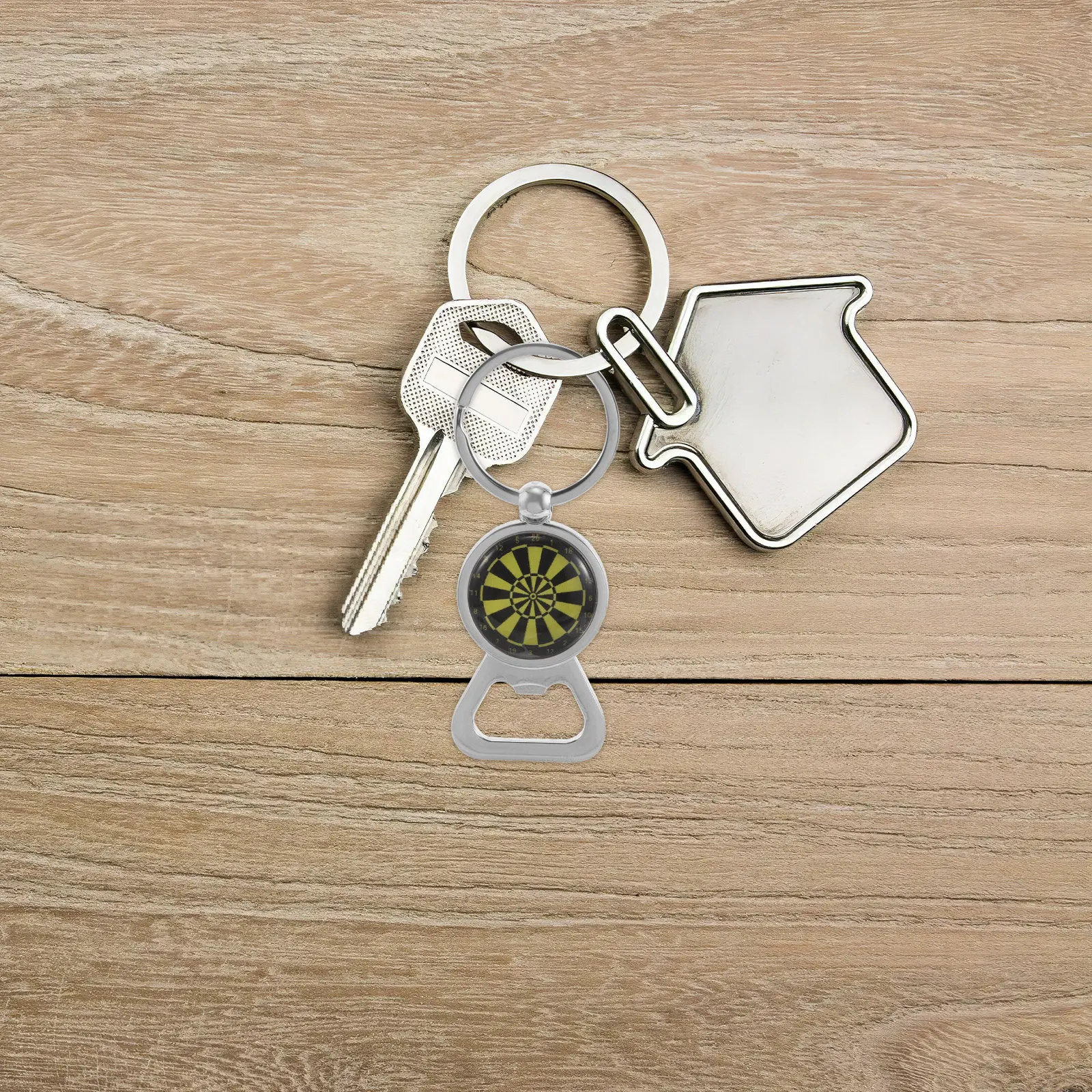 2Pcs Dartboard Keychain Bottle Opener Creative Sport Design Sturdy Metal Portable Backpack Car Key Charm Multipurpose Present