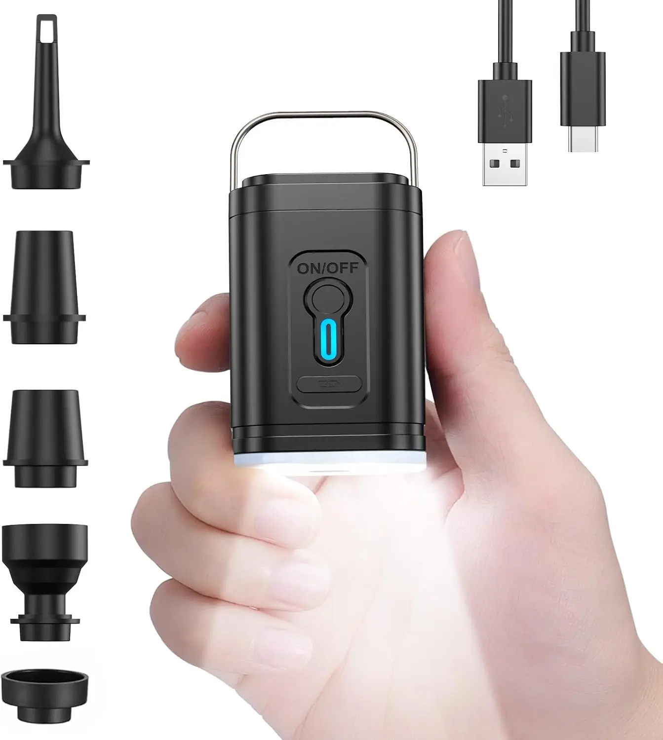 1300mAh 배터리가 장착된 미니 휴대용 공기 펌프 USB 충전식 풀 플로트, 에어 베드, 진공 보관 가방용 수축