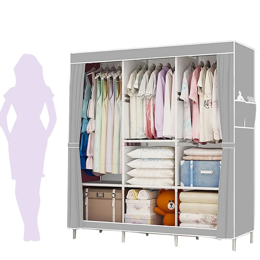 Wardrobe Clothes Closet Storage Organizer Portable Multifunctional Coat Rack Foldable Dustproof Non-woven Fabric for Bedroom