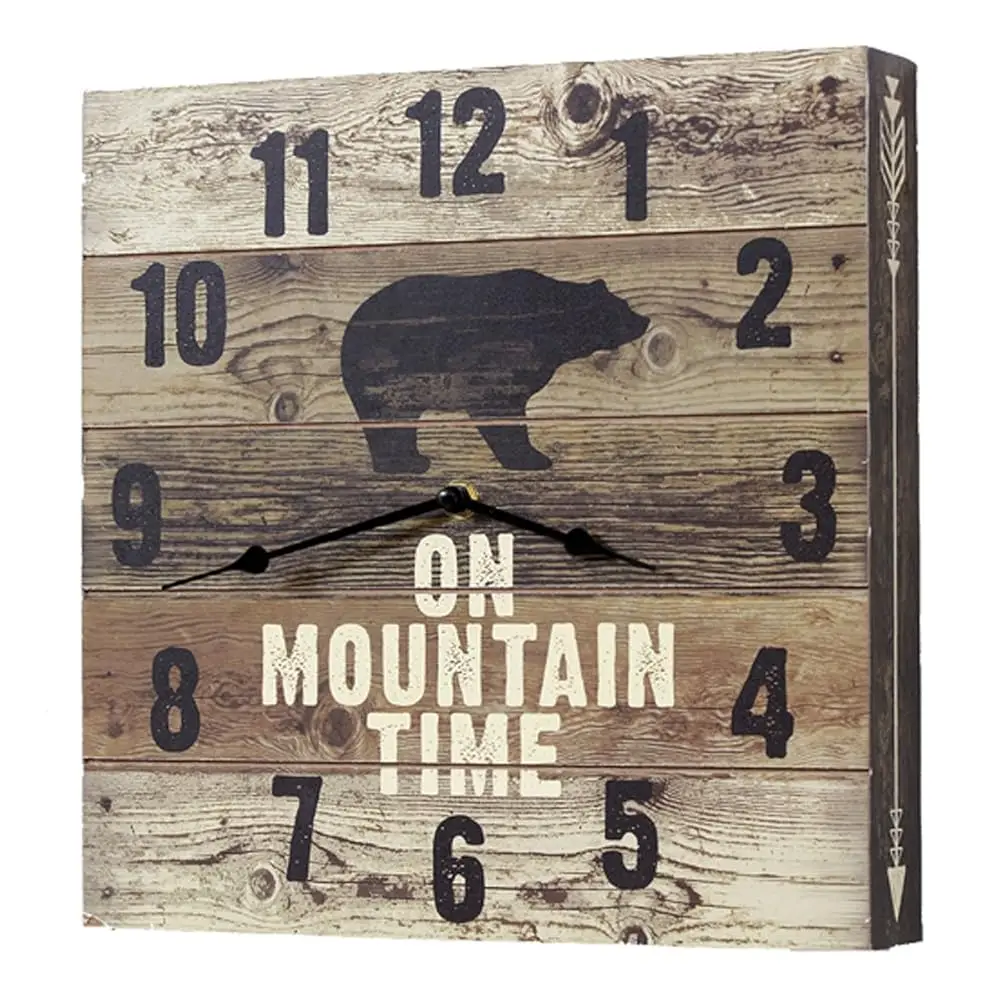 

Bla Forest Décor - Bear Mountain Time Wall Clo - Rustic Farmhouse Bla Bear Clo - 12"" X 12""