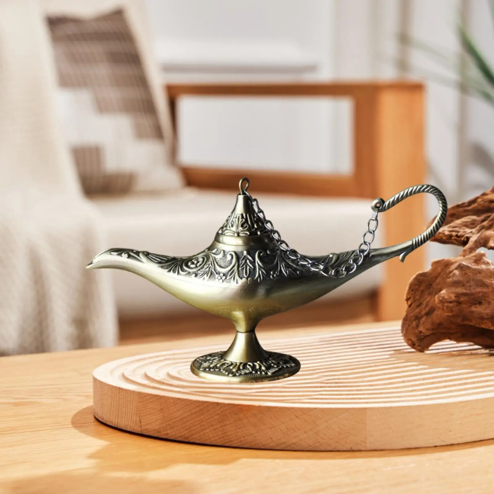 Classic Wishing Elf Lamp Cone Incense Burner Ornament Cosplay Gift Wishing Light Arabian Costume Prop for Birthday Home