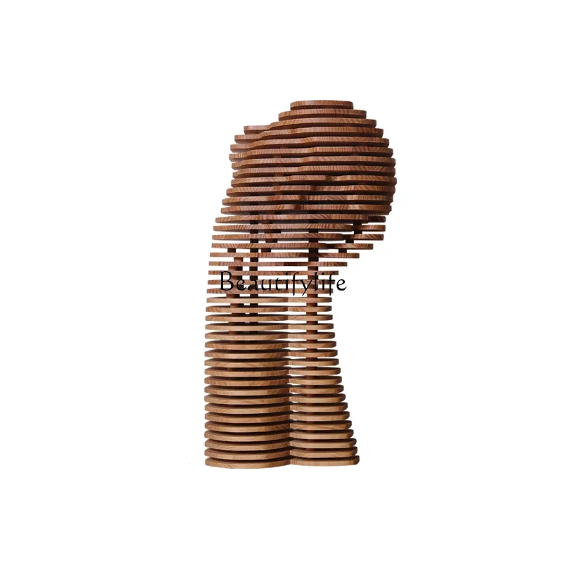 

ls 18Slice creative abstract figure solid wood sculpture large ornament floor decoration