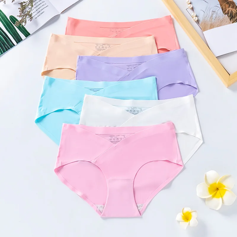 Pregnant Women Underwear Maternity Underwear Pregnancy Briefs 1pc Ice Silk Low Waist Comfortable Postpartum Seamless