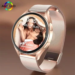 AMOLED 2024 Bluetooth Call Women Smart Watch Men Full Touch Fitness Waterproof Recording Men Smartwatch Ladies For Android IOS