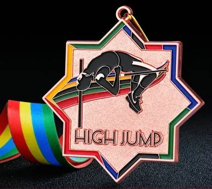 Medal za skok wysoko, medal sportowy szkolny, ogólny złoty, srebrny, miedziany, złota folia, metalowa tablica