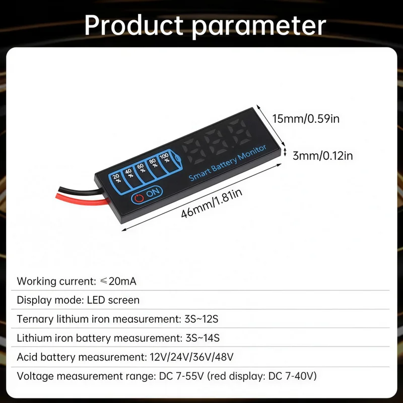 3S~12S 4615N LED battery voltage charging indicator light/lithium battery charging indicator board red, blue, green, white