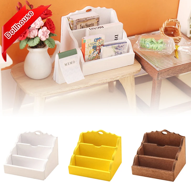 1:12 Puppenhaus Miniatur Desktop Storage Rack Organizer Box Bücherregal Home Modell Dekor Spielzeug Puppenhaus Zubehör
