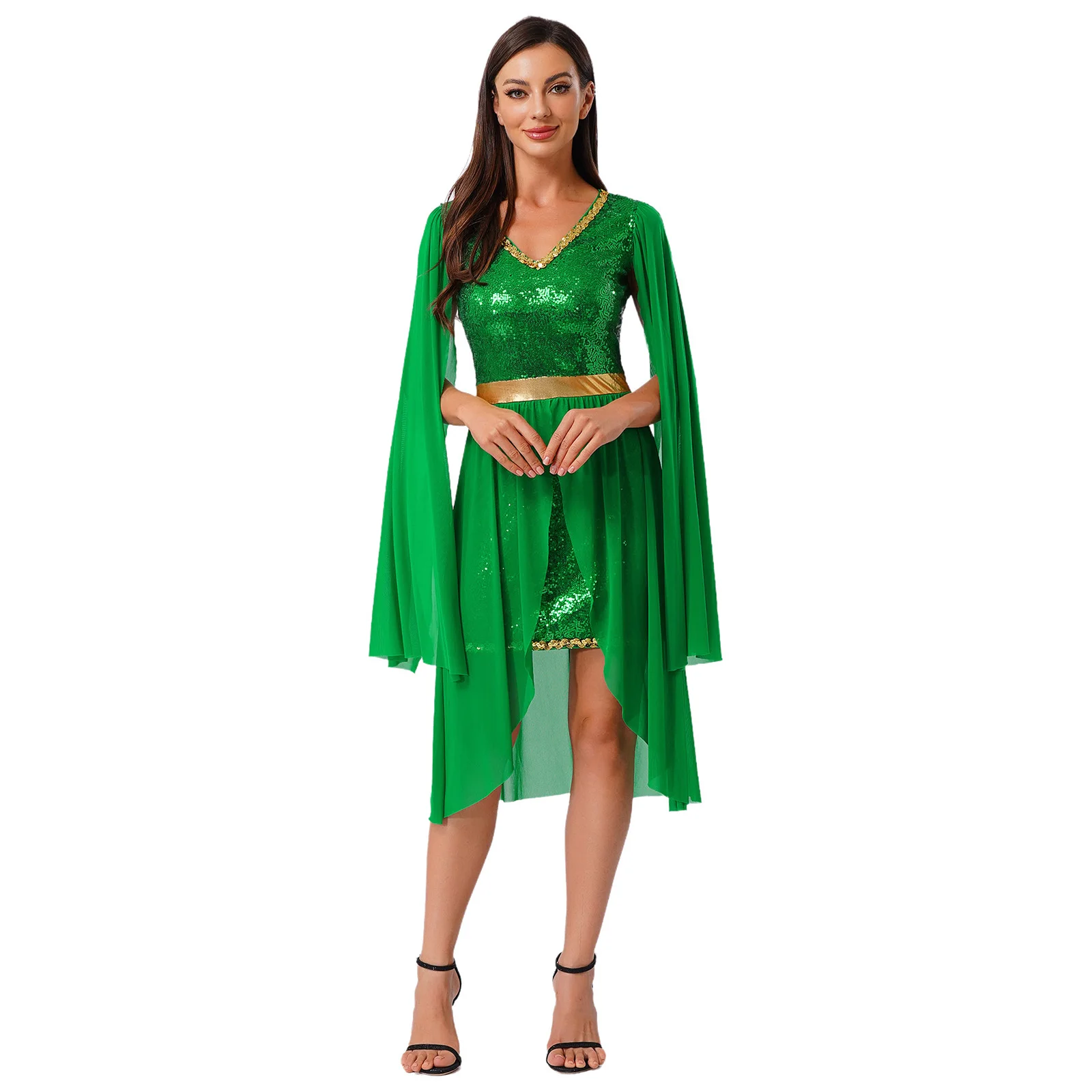 

Womens Fairy Princess Costume Sequin Dress with Mesh Skirt Butterfly Wings Sleeveless Elf Cosplay for Halloween Fantasy Parties