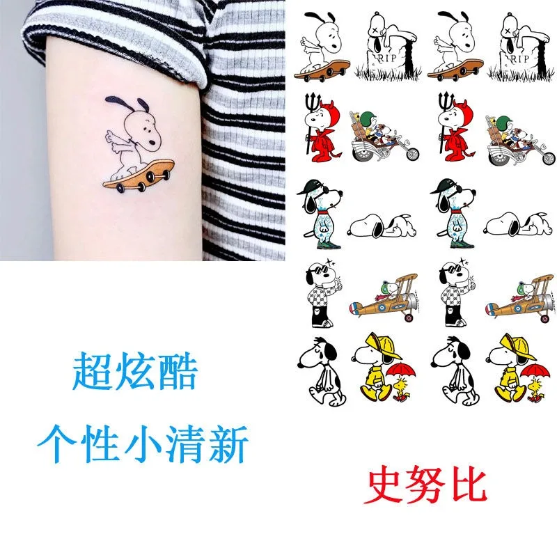 

Тату-наклейки Kawaii Snoopy аниме мультфильм милые красивые индивидуальные маленькие свежие стикеры на руку для девочек и детей
