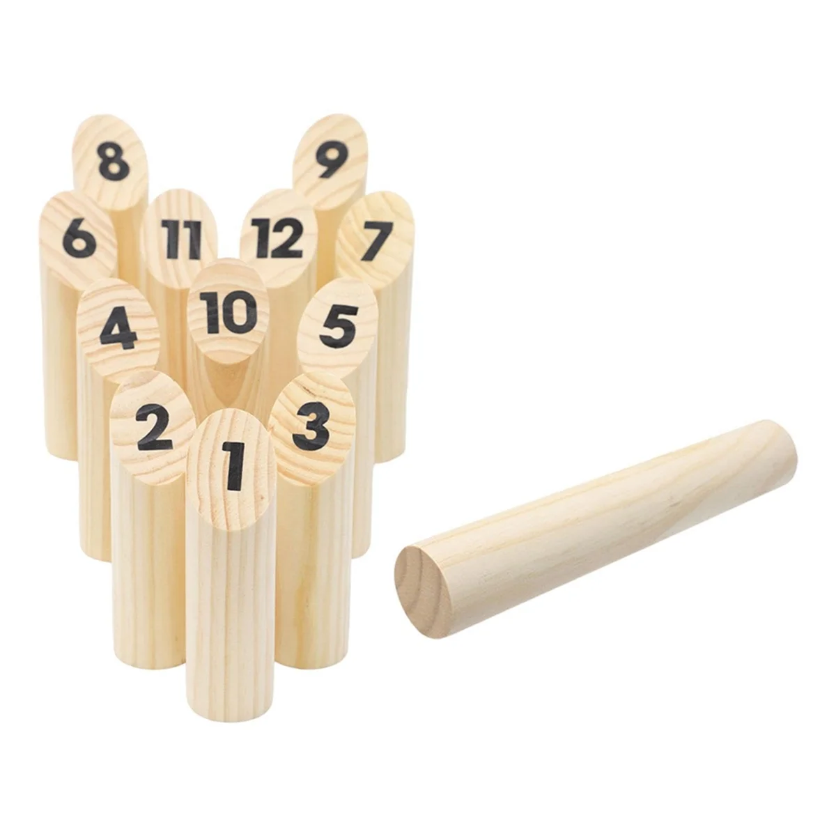 Wooden Numbered Block Tossing Game Throw Bowling Throwing Scatter Family Game Yard Game Set for Playground