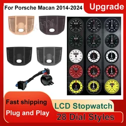 Upgrade LCD Car Stopwatch Interior Dashboard Central Clock Compass For Porsche Macan 2014-2024 Time Electronic Meter Accessional