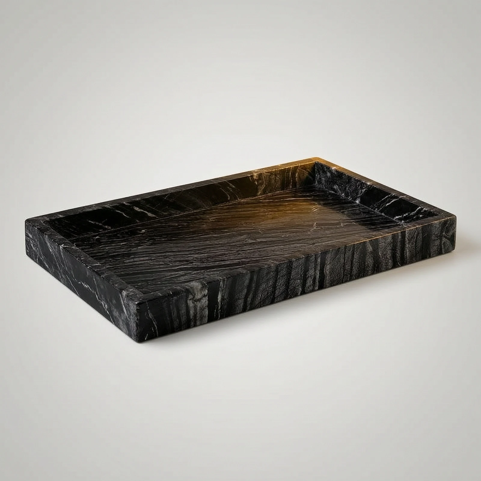 Marble-Patterned Block Modern Stone-Look Block Bathroom Accessory Minimalist Holder Luxury for Vanity, Powder Room