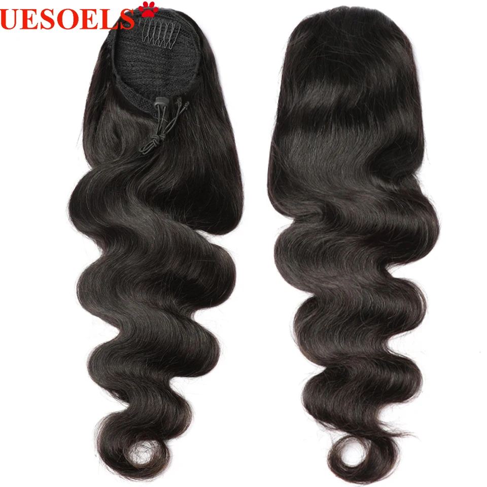 Body Wave Ponytail Human Hair Drawstring Ponytail For Women Virgin Hair Weave Brazilian Hair Extensions Natural Color Pony Tail