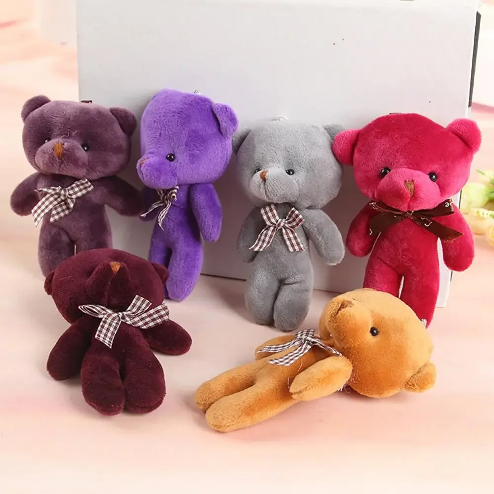 1 unidad de colgante de oso unido de 12cm PP, bonito juguete de peluche suave de algodón, Mini oso de peluche, ramo de juguetes, muñeco de peluche, regalo de vacaciones y Navidad