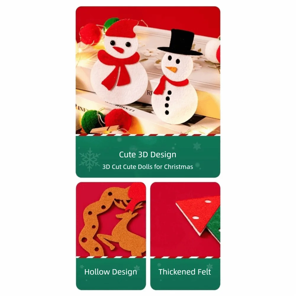 Seasonal Decor Felt Christmas Banner Decorated DIY Handmade Christmas Pendant Furry Balls Xmas Pendant Home Room