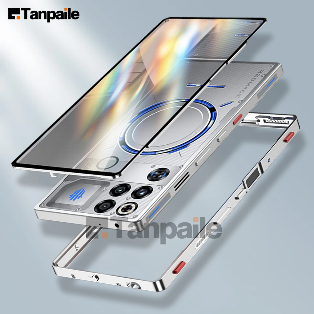 

Luxury Ultra-Thin Aluminum Metal Frame Case for Nubia Red Magic 11 Pro+ Case, Back Tempered Glass Protection