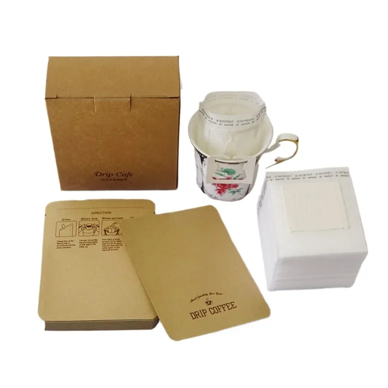 Coffee packaging bag, coffee powder outer bag, filter paper inner bag, kraft paper bag outer box combination set