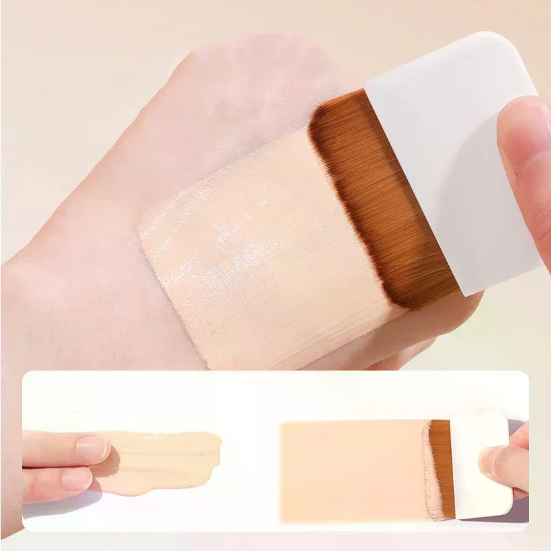 2 قطعة فرشاة كريم أساس مدمجة رفيعة للغاية مع صندوق مرآة يسهل حملها فرشاة ماكياج برأس مسطح لا أثر أدوات ماكياج قابلة للاستبدال