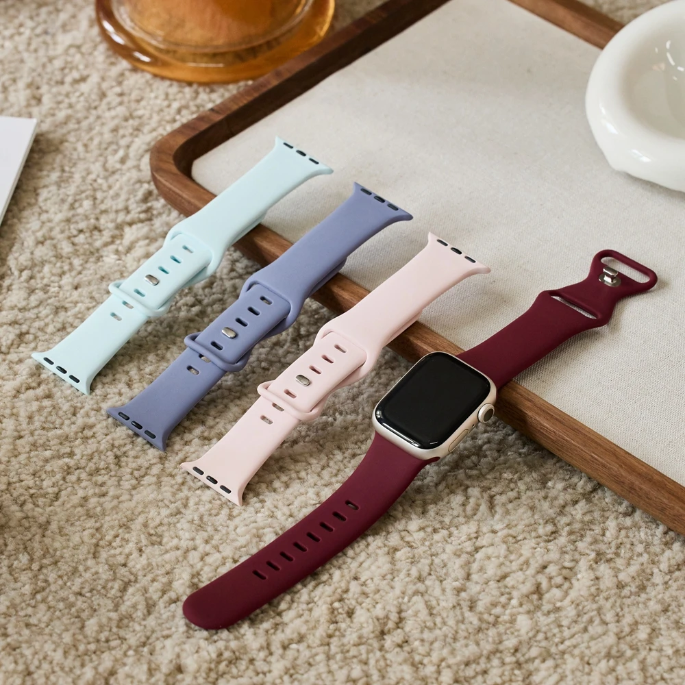 4 Pack Silicone FOR Apple Watch Band For Women Sport 38mm 40mm 41mm 42mm 44mm 45mm 49mm Correa strap for iwatch