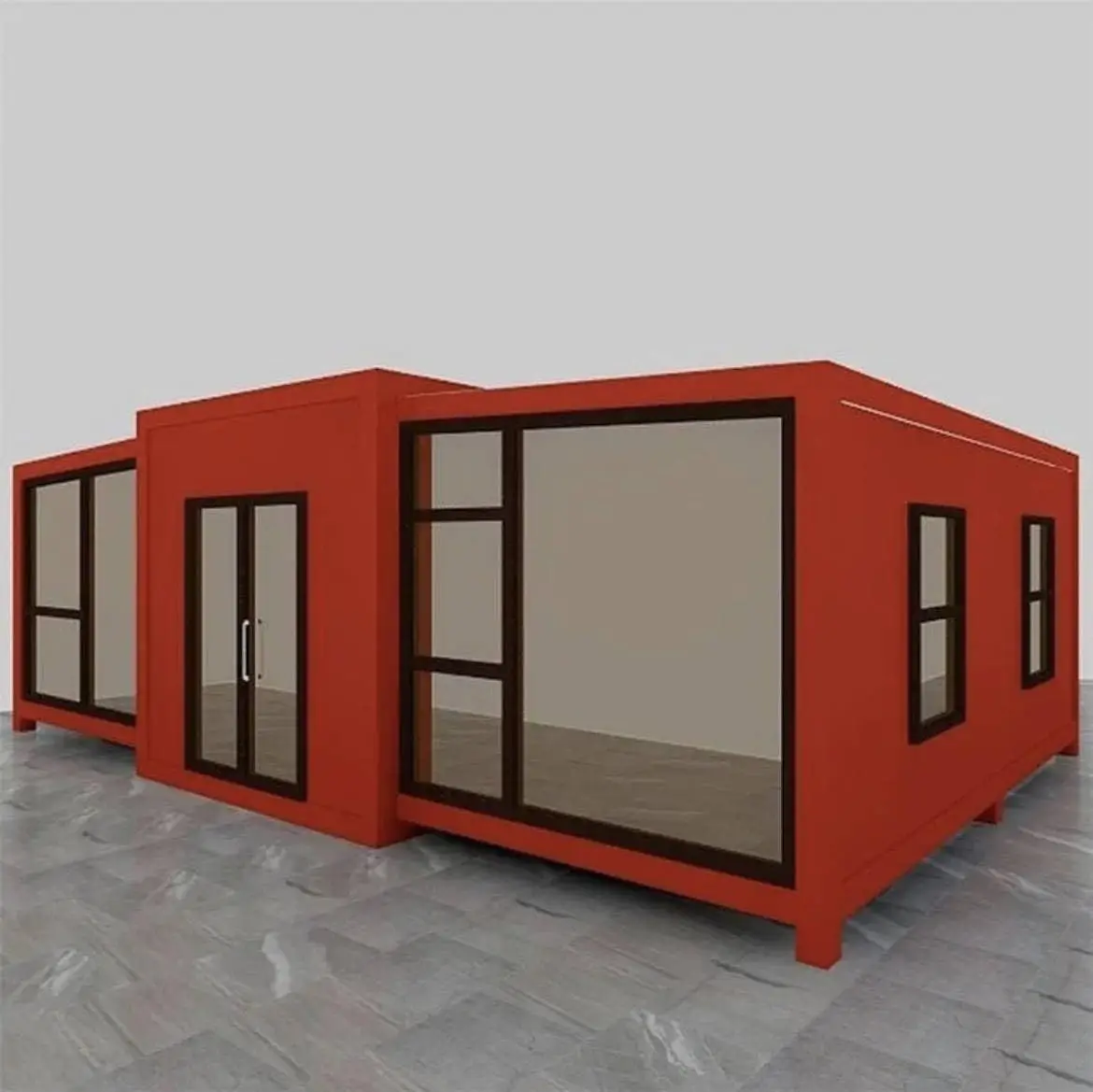 2 Bedroom 2 Bathroom Expandable Folding Mobile Tiny Home prefabricated with Large Windows and Door for Office/Hotel