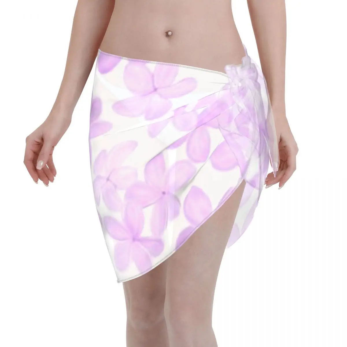 Promoción: Falda Pareo de Playa para Mujer en Tonos Púrpura sobre Blanco, Ideal para Vacaciones de Verano, de Algodón