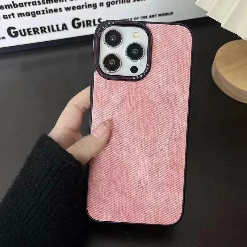 Stylish Retro Denim Leather Shockproof Magnetic Women'S Phone Case For Iphone 12 13 14 15 Pro-Pro Max