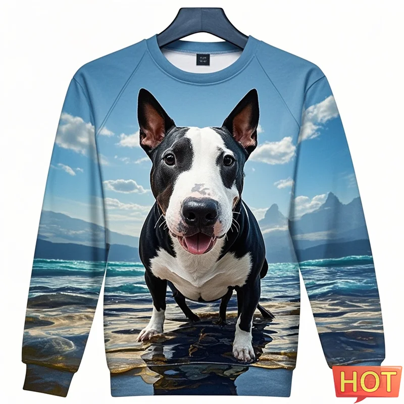 

Funny Bull Terier Graphic Sweatshirts Clothes For Men 3d Printing Bulldog Harajuku Pullover For Kid Women Hoodie Sportwear Tops