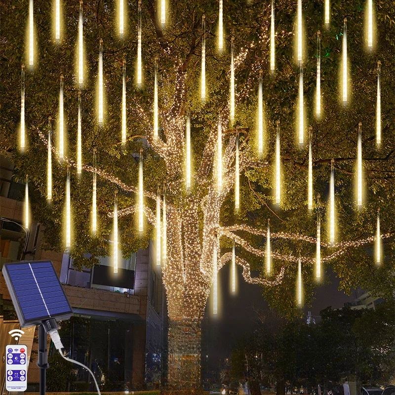 

New Meteor Shower LED Lights Starry Sky Colorful Flashing String Lights Waterproof Atmosphere Hanging Tree Landscape Lighting