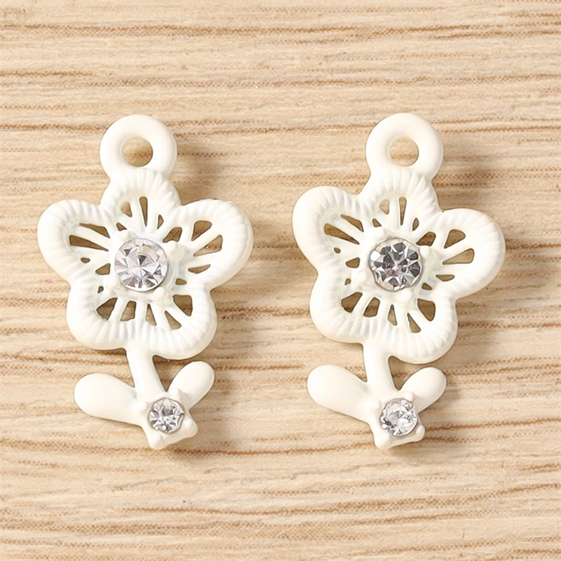 5 Stück Niedliche Bunte Kristall-Metall-Blumenanhänger Passend für Halsketten, Ohrringe, Armbänder, DIY-Bastelzubehör für Schmuckherstellung – Detail 9